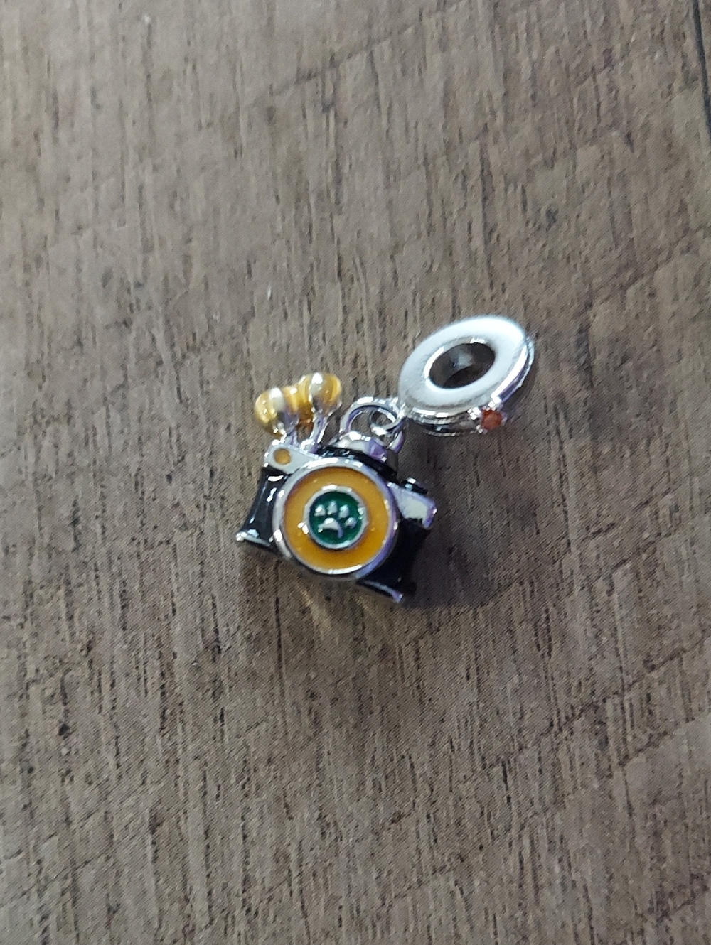 Camera Charm Pendant in Black, Yellow & Green